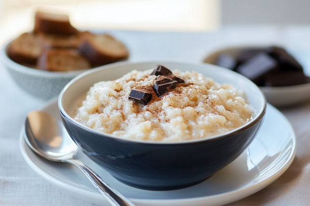 What are the main ingredients in rice pudding