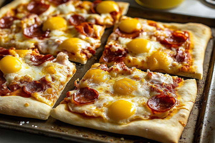 What is breakfast pizza made of