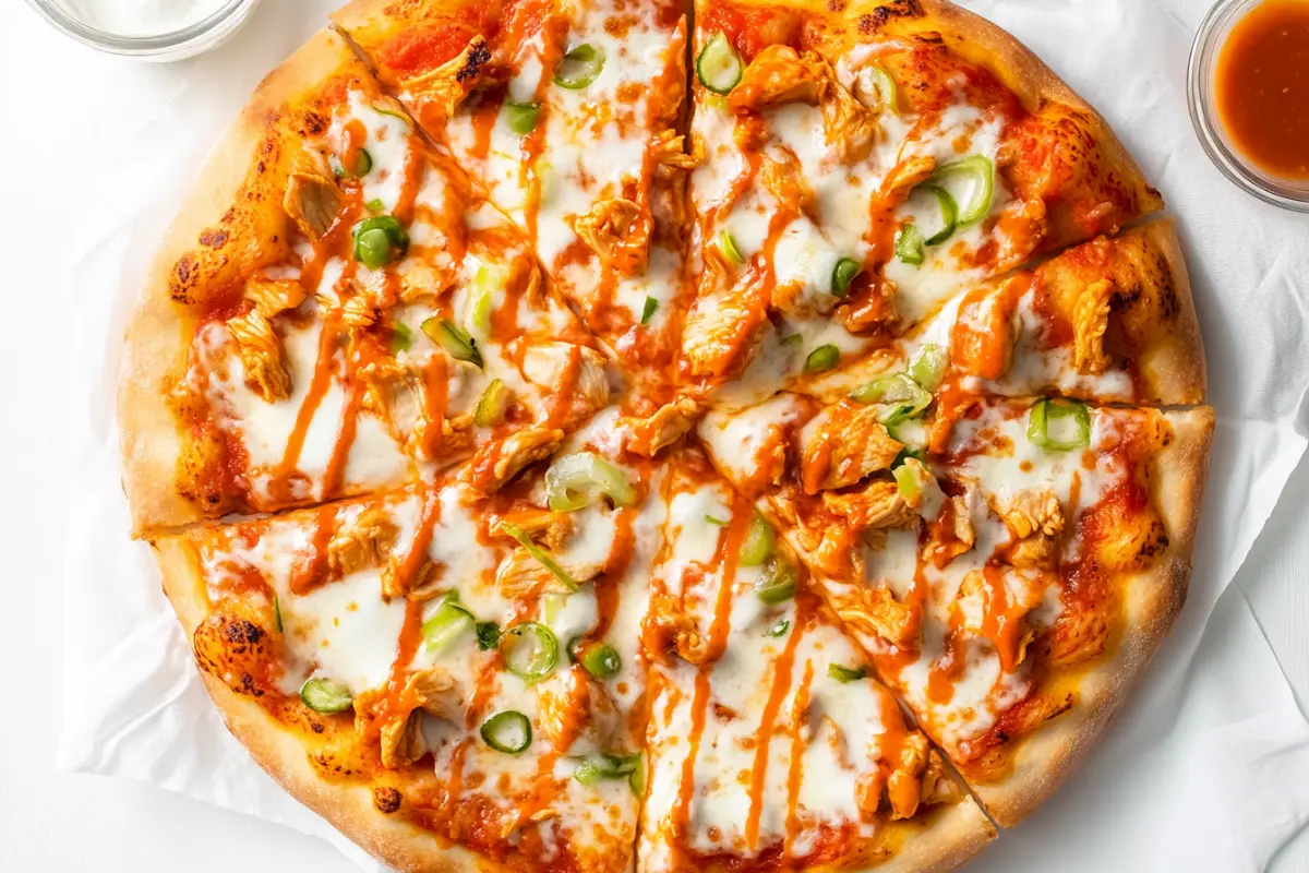 What is buffalo chicken pizza made of