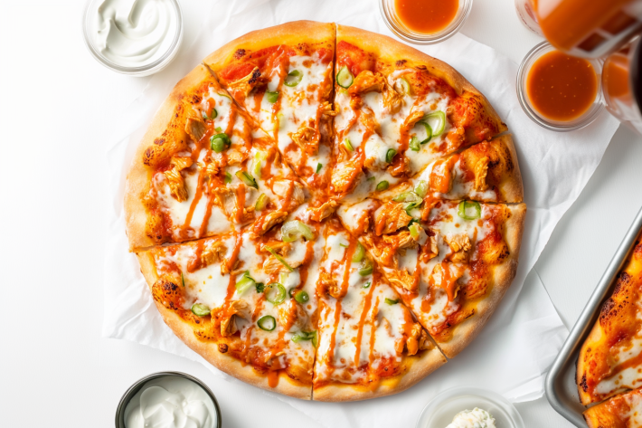 What is buffalo chicken pizza made of