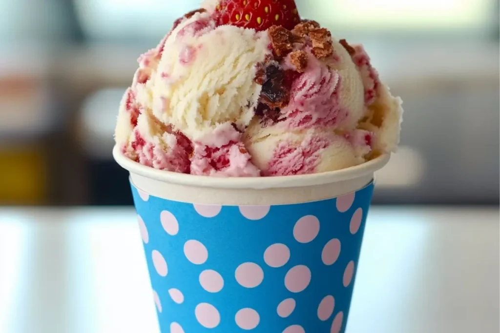 What is in Baskin Robbins strawberry cheesecake