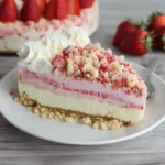 strawberry crunch cheesecake with cookie topping