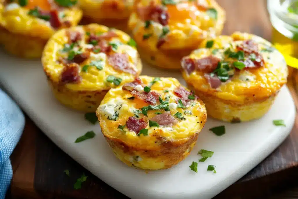Fluffy breakfast egg muffins cooling on tray