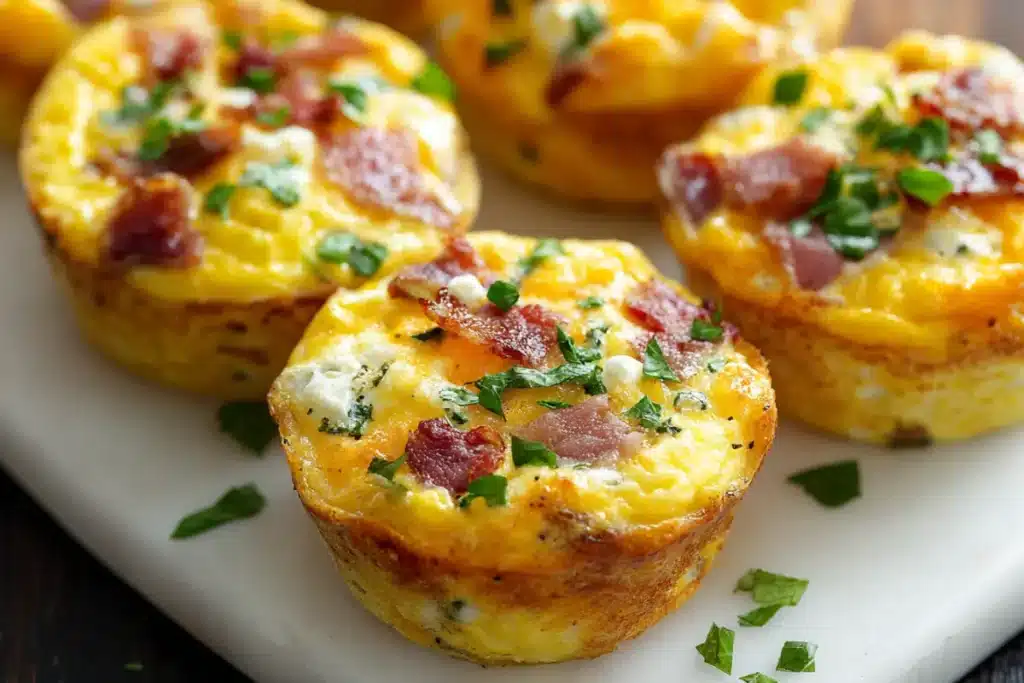 Fluffy breakfast egg muffins cooling on tray