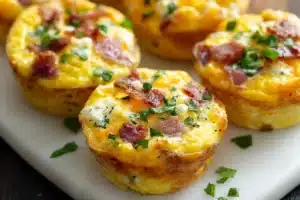 Fluffy breakfast egg muffins cooling on tray
