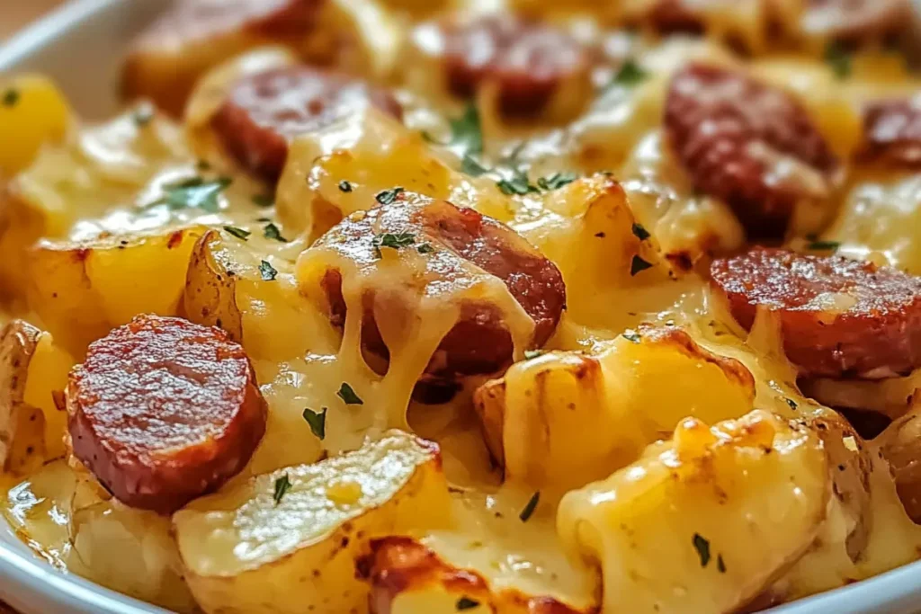 cheesy ranch potatoes and smoked sausage
