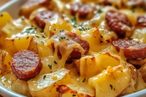 cheesy ranch potatoes and smoked sausage