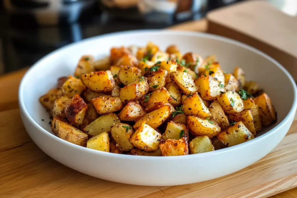Crispy easy breakfast potatoes in a plate