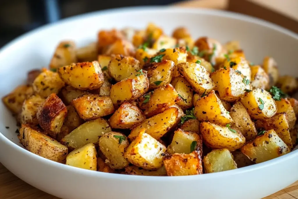 Crispy easy breakfast potatoes in a plate