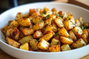 Crispy easy breakfast potatoes in a plate