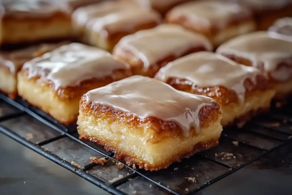 maple donut bars glazed and cooling