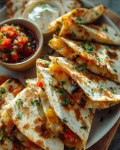 Poolside Quesadilla Wedges with melted cheese