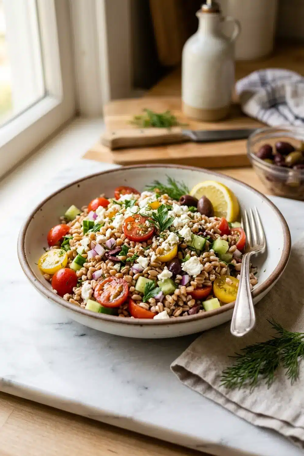 Delicious Greek Farro Salad for Healthy Eaters