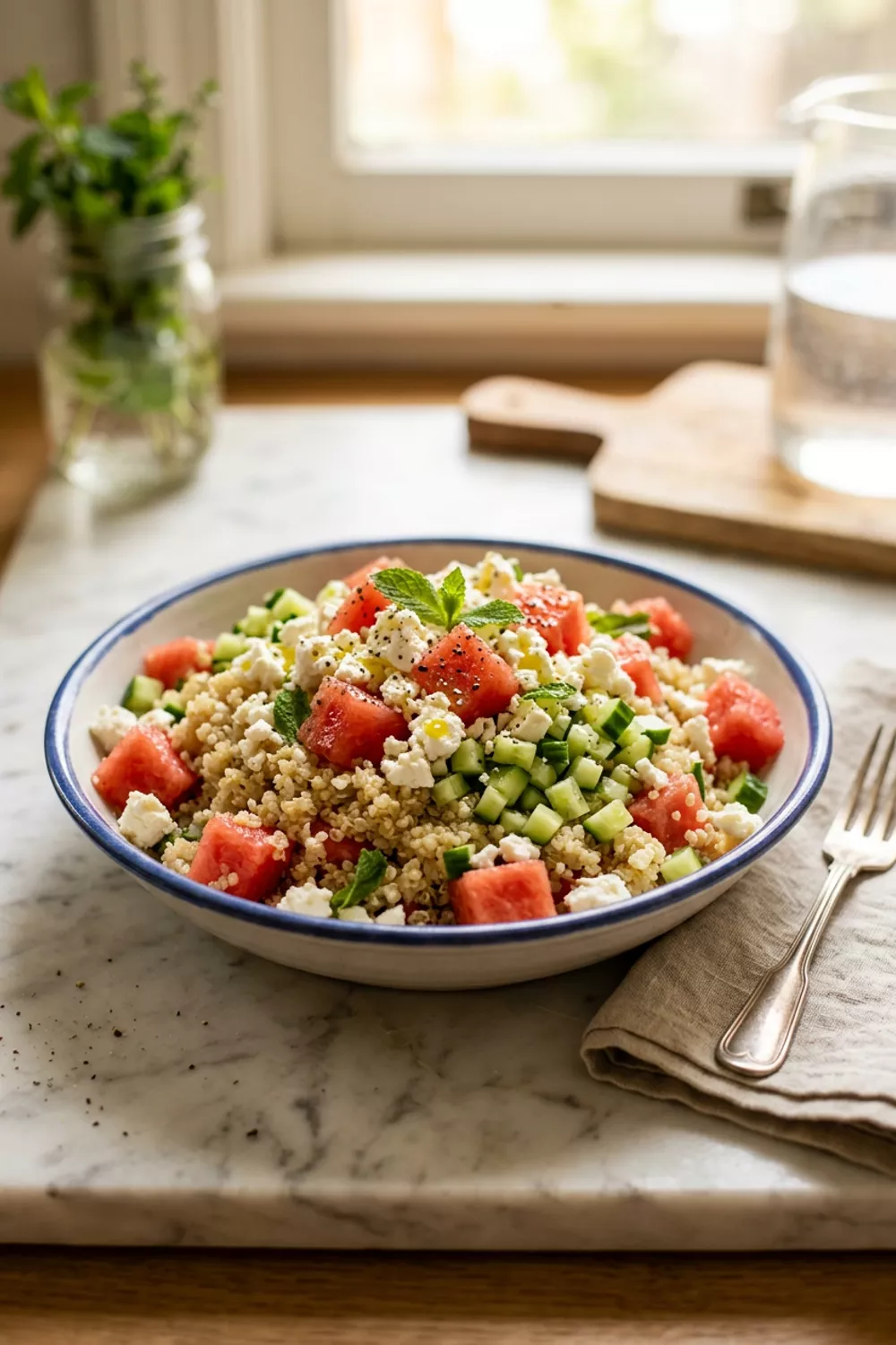 Watermelon Feta Quinoa Bowl: A Refreshing Protein-Packed Summer Delight