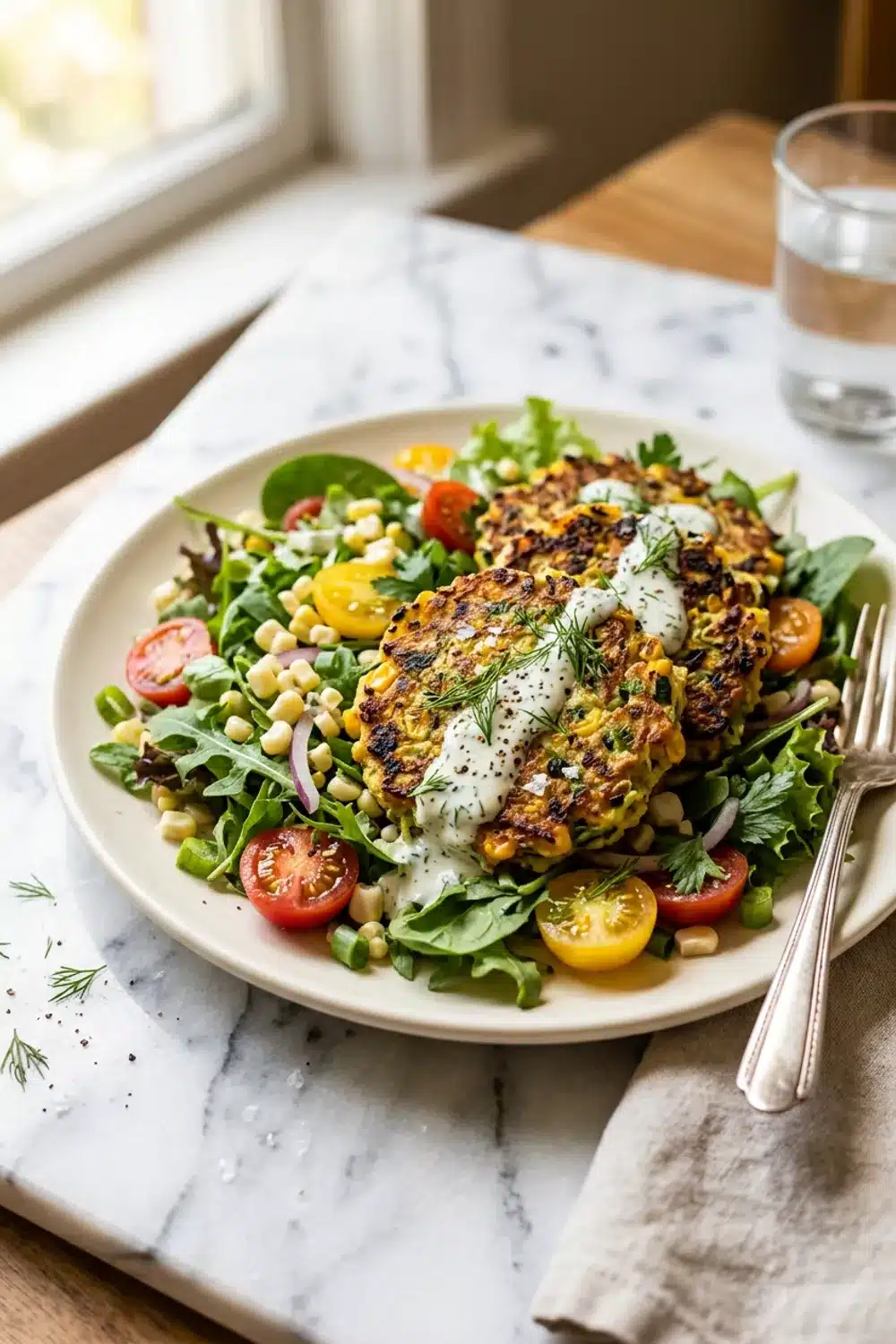 Zucchini Corn Fritter Salad: A Fresh and Healthy Delight